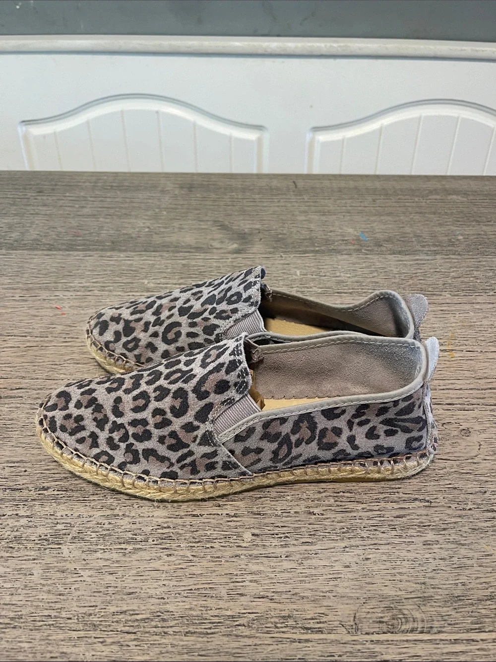 Free People Womens Canyon Slip On Size 7 Gray‎ Suede Leopard Espadrille Flat